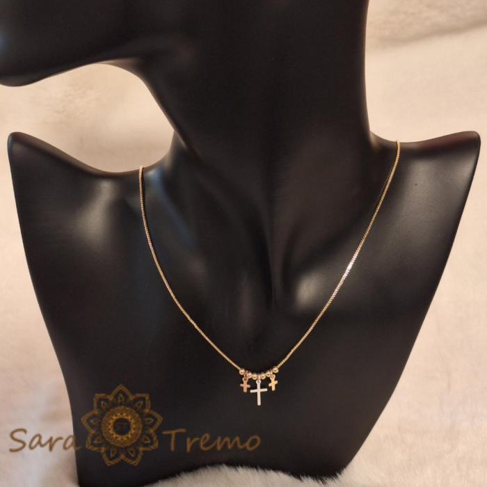 Colier cu 3 cruciulite incluse Sfanta Treime - reglabil 42-48 cm [4]