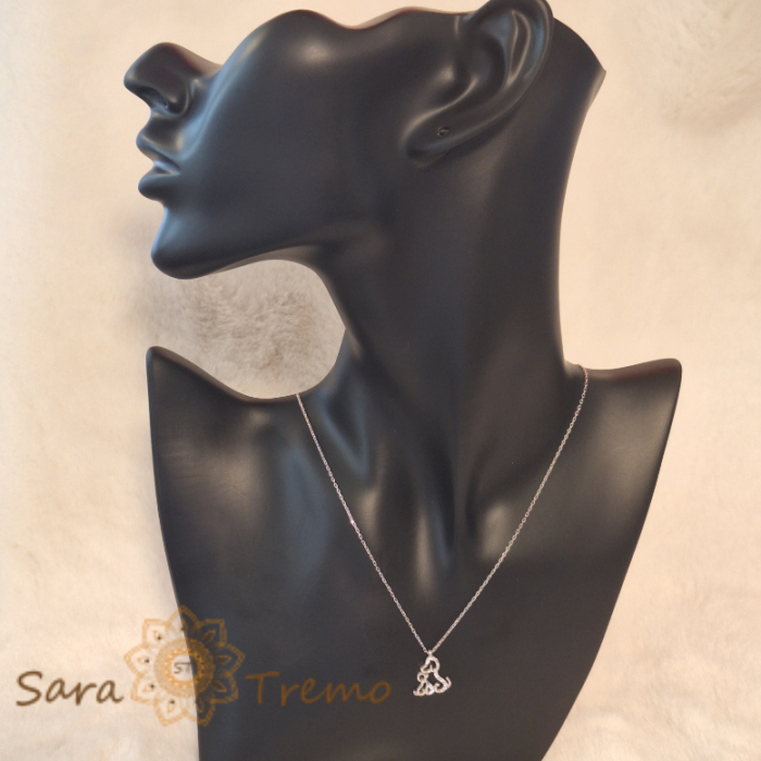 Colier din argint cu câini loiali și cristale zirconia fațetate [2]