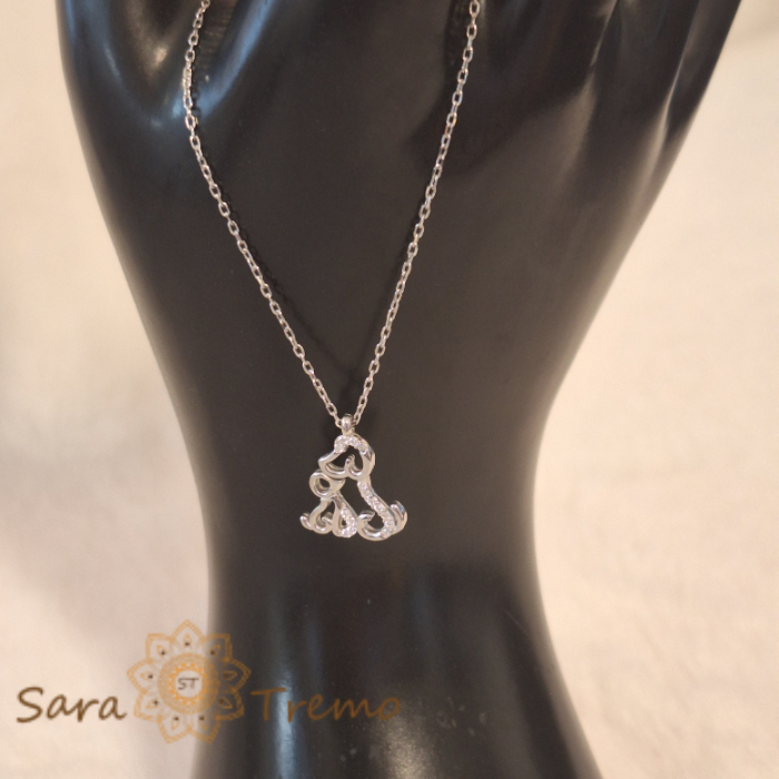 Colier din argint cu câini loiali și cristale zirconia fațetate [6]