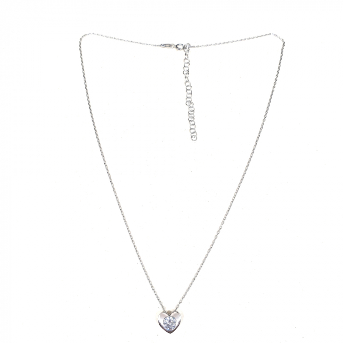 Colier din argint 925 cu pandantiv în formă de inimioară cu cristal zirconia și lănțișor fin reglabil [2]