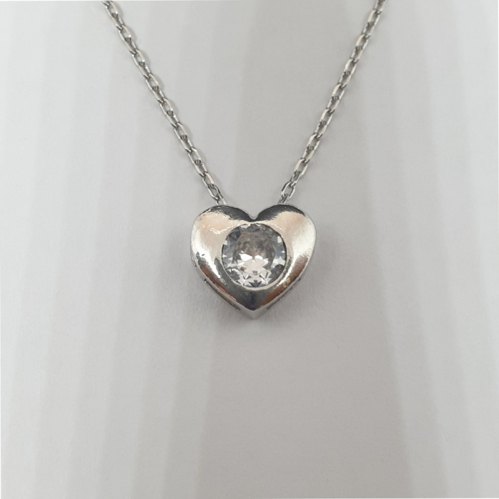 Colier din argint 925 cu pandantiv în formă de inimioară cu cristal zirconia și lănțișor fin reglabil [6]