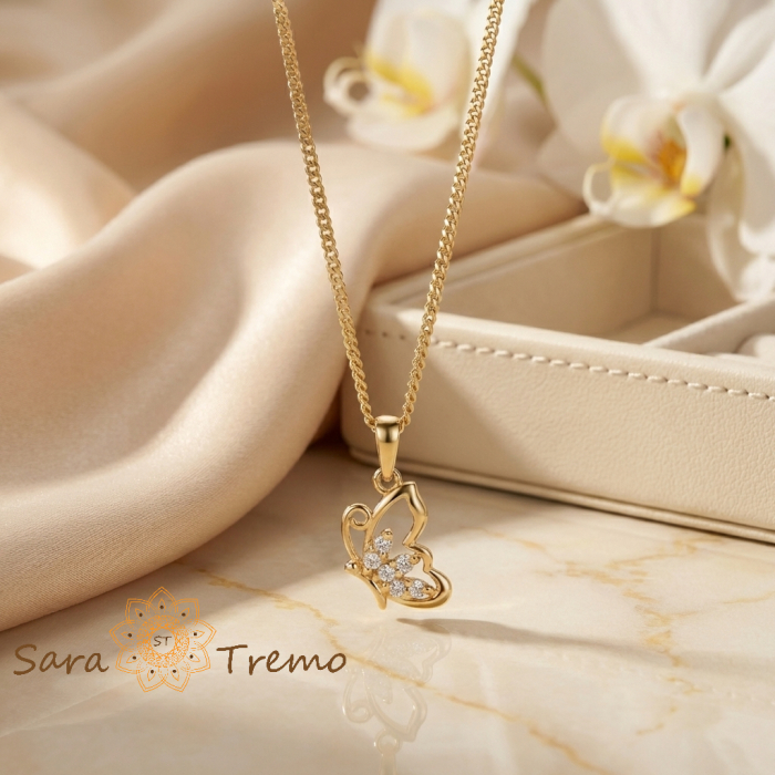 Colier Fluturele Luminii – Colier placat cu aur 14K cu zirconia albe [2]