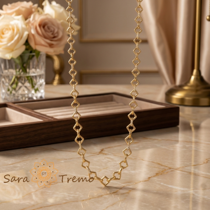 Colier Geometria Eleganței – Colier placat cu aur cu design geometric [2]