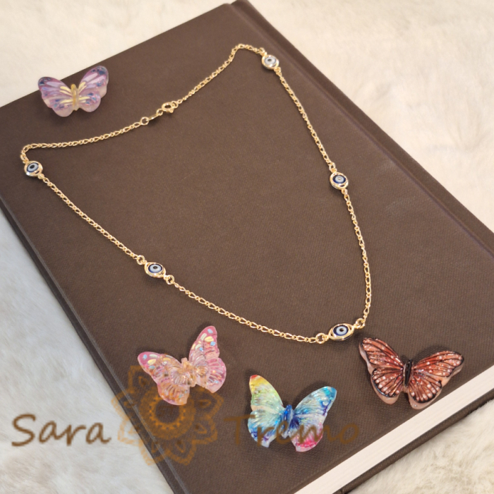 Colier pentru femei placat cu aur 18K, cu charmuri mediteraneene - 45 cm [3]