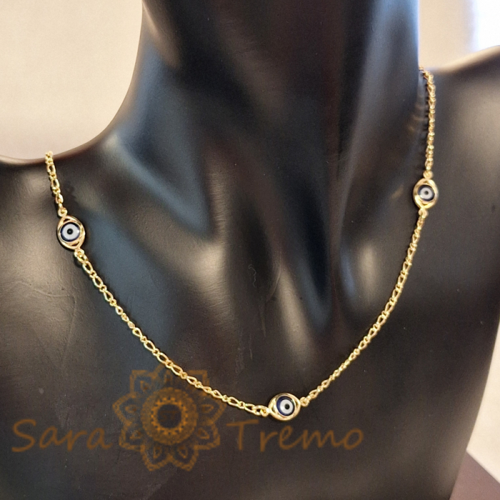 Colier pentru femei placat cu aur 18K, cu charmuri mediteraneene - 45 cm [7]