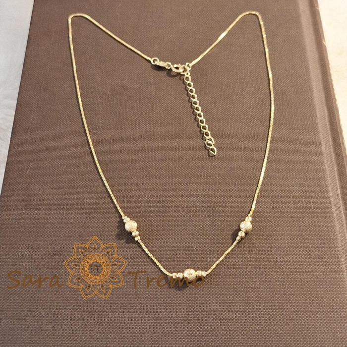 Colier cu perle aurii satinate – elegant și clasic, 45 + 5 cm, cu lanț de reglaj [3]