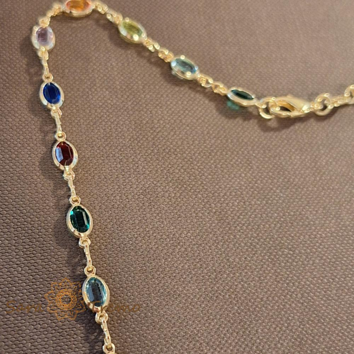 Colier placat cu aur, ștanțat – 48 cm, cu cristale zirconia multicolore, ușor de asortat [3]