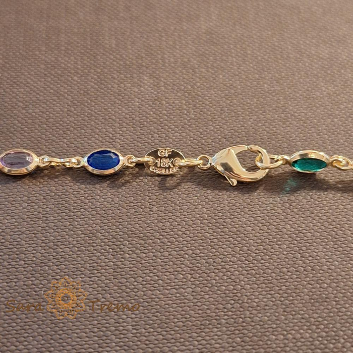Colier placat cu aur, ștanțat – 48 cm, cu cristale zirconia multicolore, ușor de asortat [4]