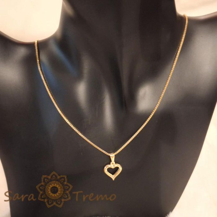 Colier placat cu aur Love Story, cu pandantiv inimioara delicat și lantisor elegant, perfect pentru orice ocazie [4]