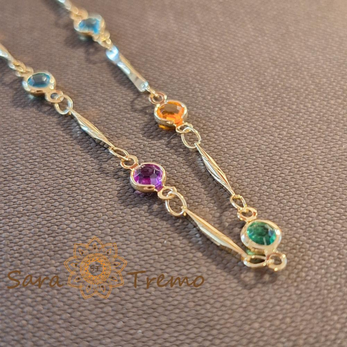 Colier placat cu aur, ștanțat – 46 cm, cu cristale zirconia multicolore, ușor de asortat [3]