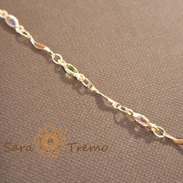 Colier placat cu aur, ștanțat – cristale zirconia multicolore și cruciuliță decorativă [5]