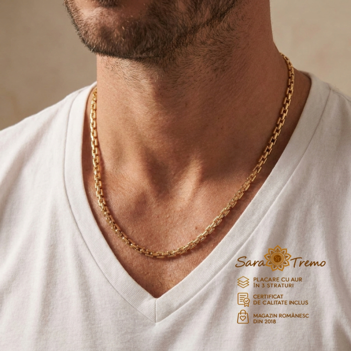 Colier unisex Aurelio Link, aur 18K, 50 cm | SaraTremo [3]