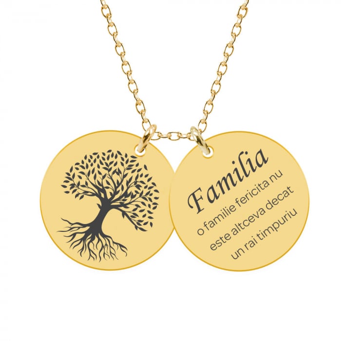 Copacul vietii - Colier din argint placat cu aur galben 24K personalizat cu doi banuti [2]