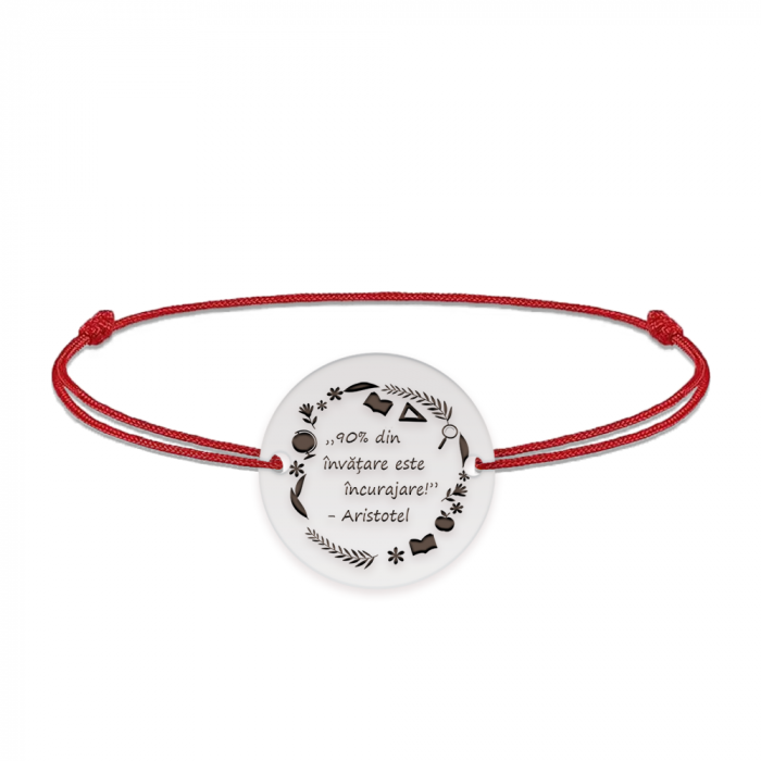Courage - Bratara personalizata snur "90% din invatare este incurajare" din argint 925 [2]