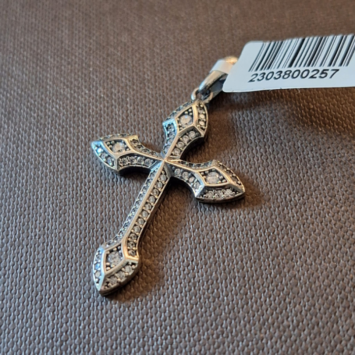 Cruce gotica din argint cu cristale zirconia Thailanda - 3.5 cm [2]