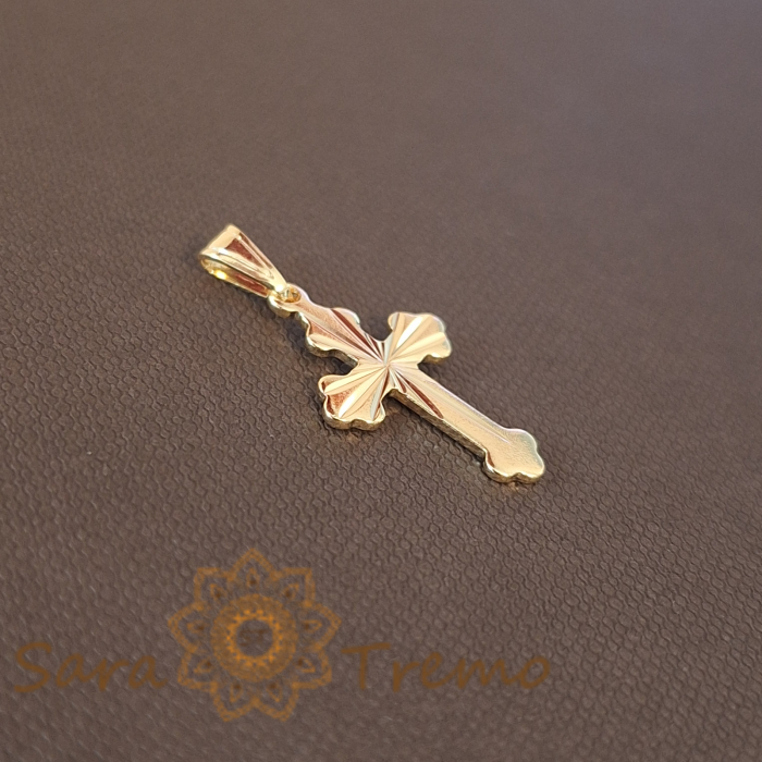 Cruciuliță elegantă cu gravuri fine de raze solare, 2.5 cm [2]
