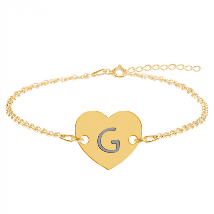 Cruel - Bratara personalizata din argint placat cu aur galben 24K cu initiala [2]