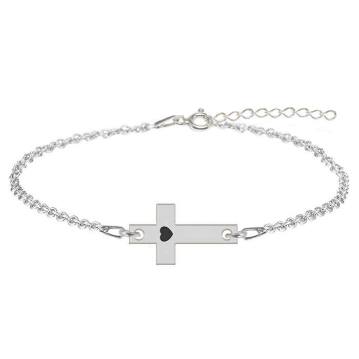 Crux - Bratara personalizata argint cruce cu text [2]