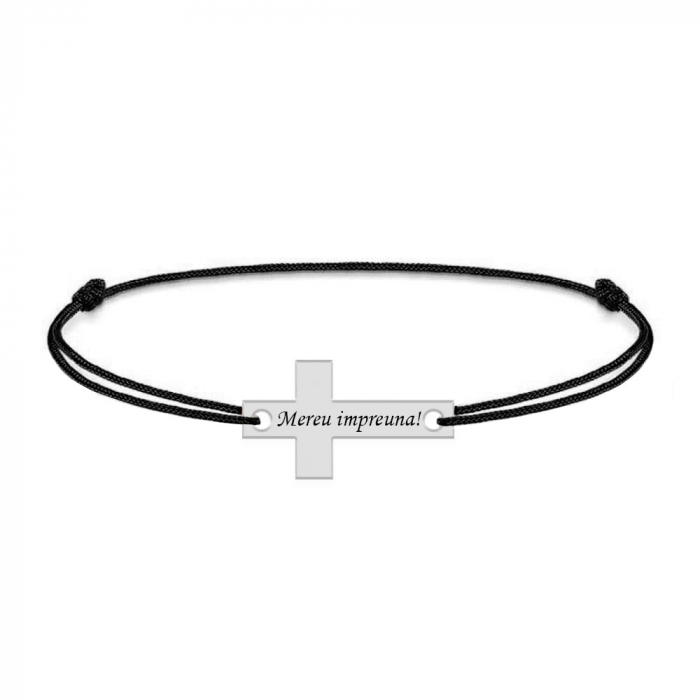 Crux - Bratara personalizata argint si snur cruce [2]