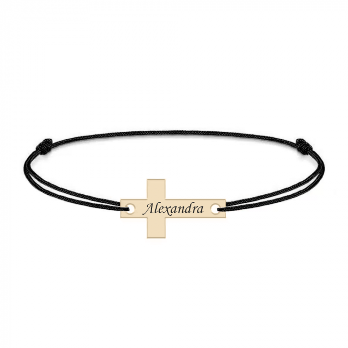 Crux - Bratara personalizata snur si cruciulita din Aur 14 karate - 0,18 grame, 14 x 8 mm [4]