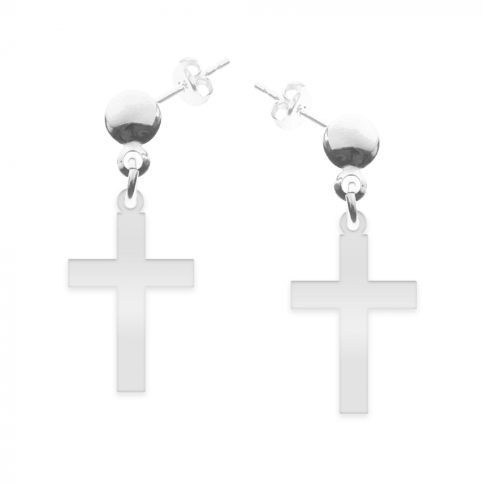Crux - Cercei personalizati cruce cu tija din argint 925 [2]