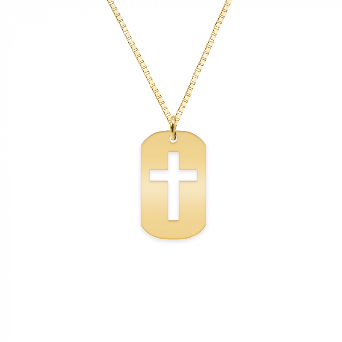 Crux - Colier personalizat dog tag cruciulita decupata din argint 925 placat cu aur galben 24K [2]