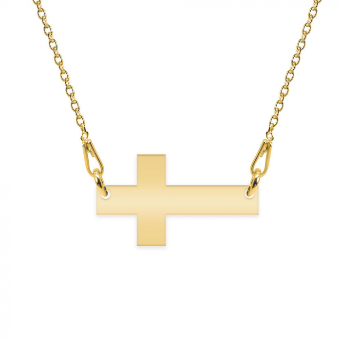 Crux - Colier personalizata argint 925 placat cu aur galben 24K cruce cu text [2]