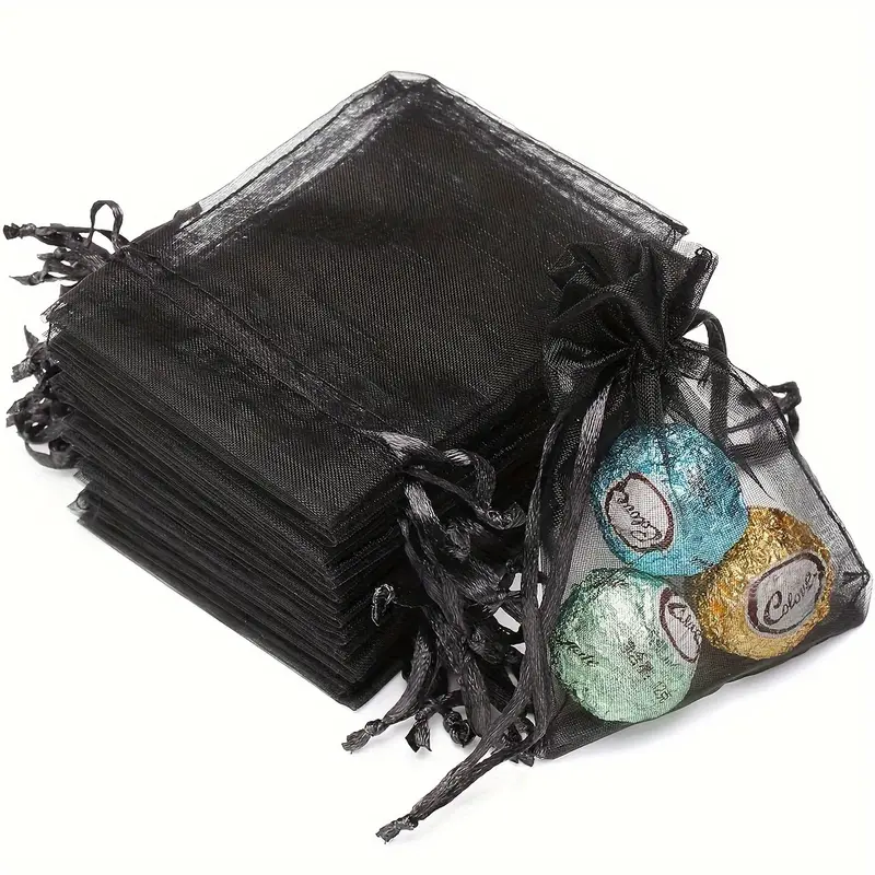 Săculeț din organza negru 10 cm – ambalaj elegant pentru bijuterii [3]
