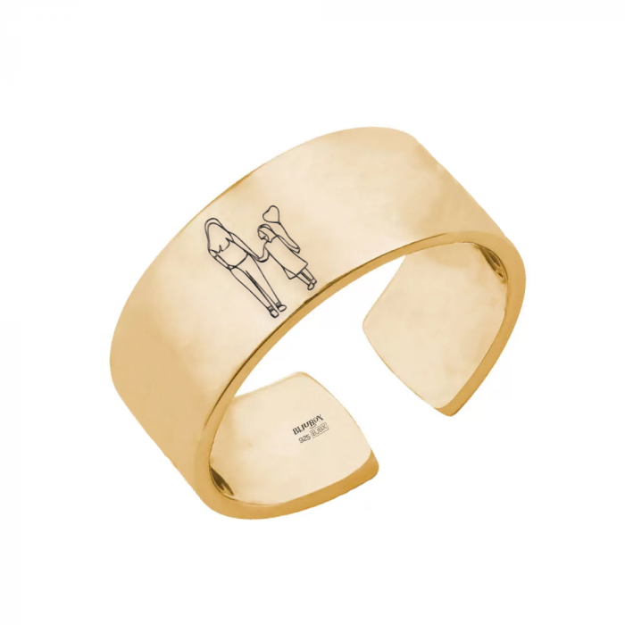 Inel reglabil personalizat din argint 925 placat cu aur galben 24 Karate [2]