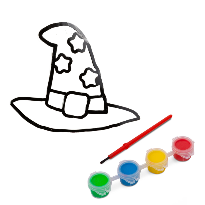 Decor fereastrâ Halloween - pălărie de vrăjitoare - 4 culori - cu pensulă [2]