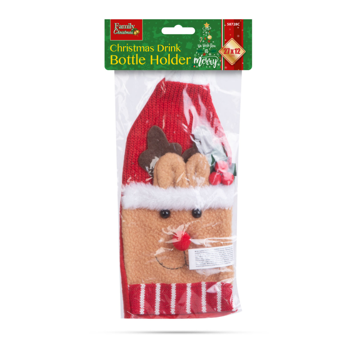 Decor sticlă băutură de Crăciun - ren 3D - poliester - 27 x 12 cm [2]
