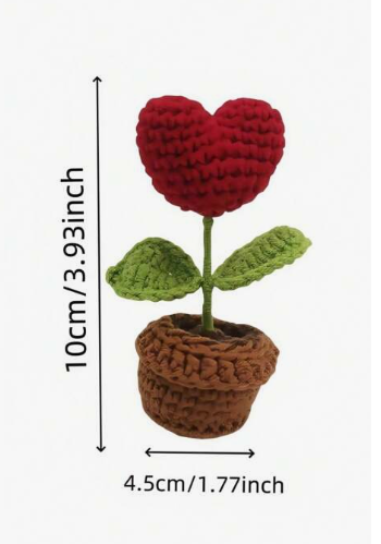Decoratiune crosetata – Planta in ghiveci cu floare in forma de inima [3]