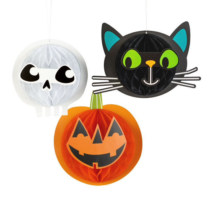 Decorațiune de Halloween - set de lampioane - dovleac, pisică, craniu - hârtie - 20 cm - 3 buc / set [2]