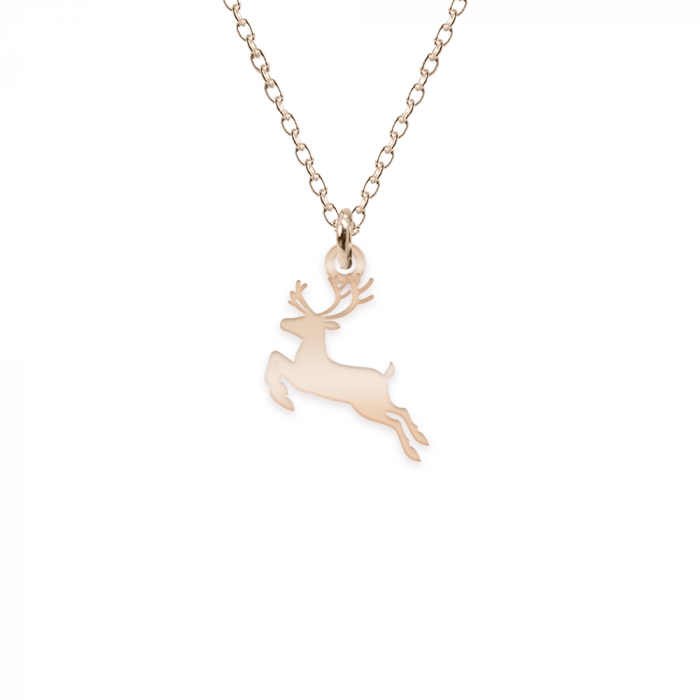 Deer - Colier personalizat ren si nume din argint 925 placat cu aur roz [2]