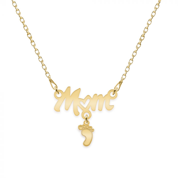 Diona - Colier personalizat Mom si picioruse cu nume din argint 925 placat cu aur galben 24K [2]