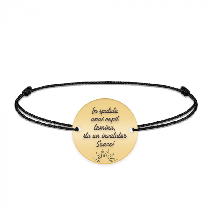 Bratara cu snur pentru profesori/educatori - charm personalizat din argint 925 placat cu aur 24K [3]