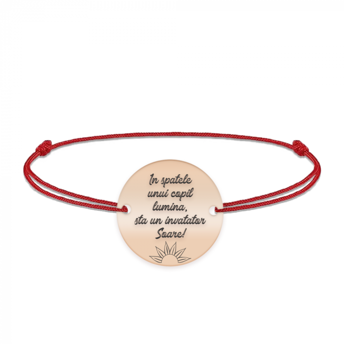 Bratara cu snur pentru profesori/educatori - charm personalizat din argint 925 placat cu aur roz [3]