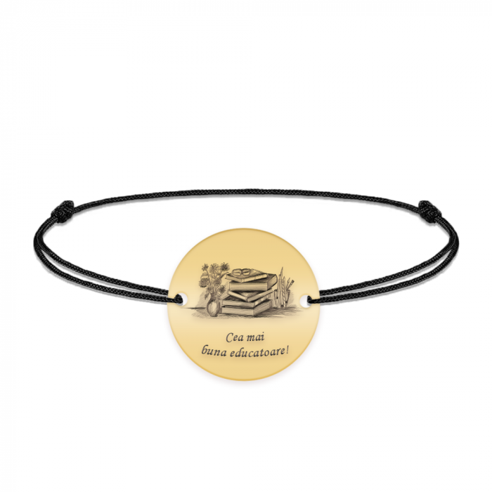 Doxa - Bratara personalizata snur educatoare din argint 925 placat cu aur galben 24K [3]
