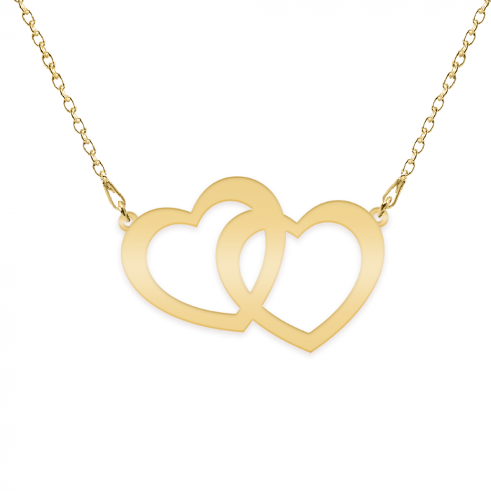 Lantisor personalizabil cu inimi unite - argint 925 placat cu aur 24 K [2]