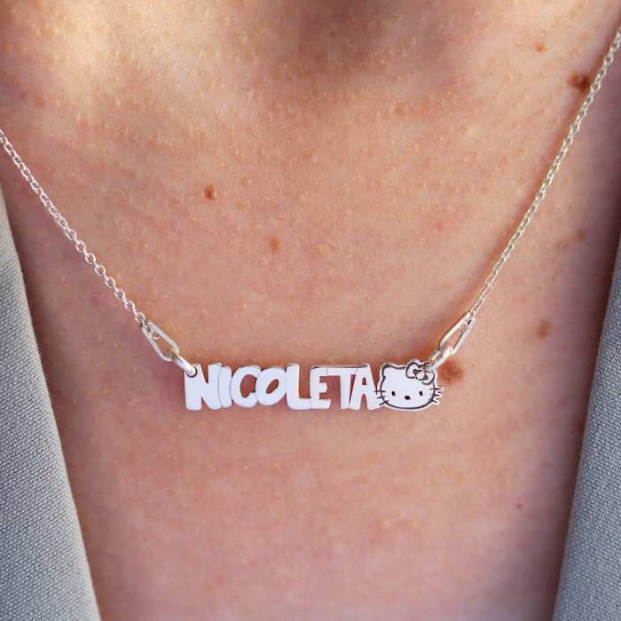 Ellis - Colier pentru copii din argint 925 placat cu aur Roz personalizat cu nume [2]