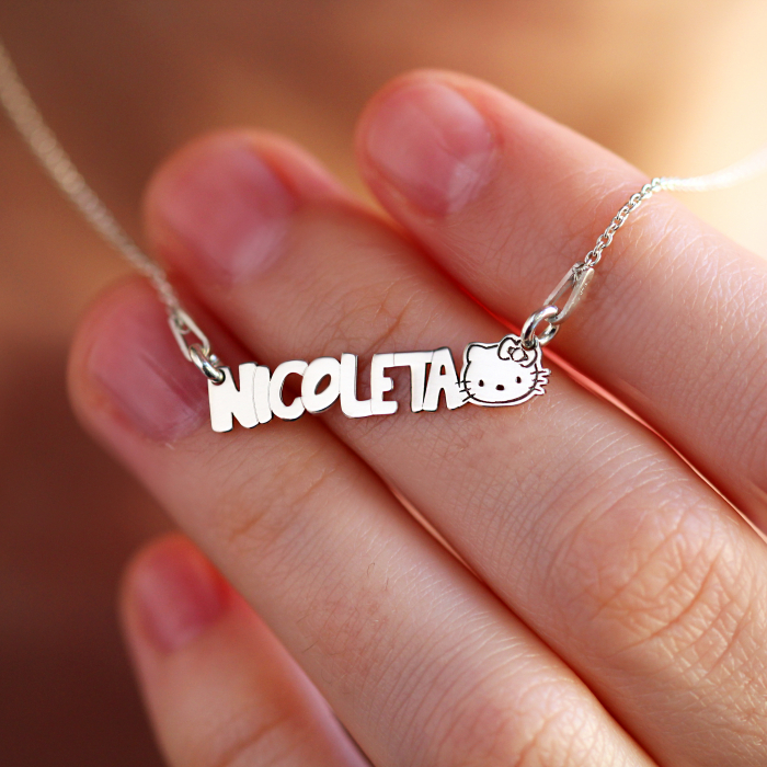 Ellis - Colier pentru copii din argint 925 placat cu aur Roz personalizat cu nume [3]