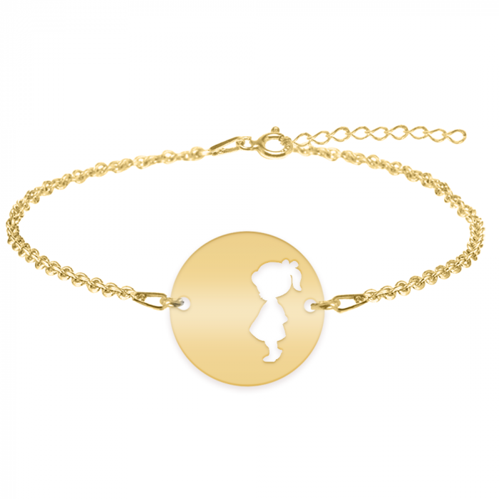 Bratara cu nume si silueta de fetita - argint 925 placat cu aur 24K [2]