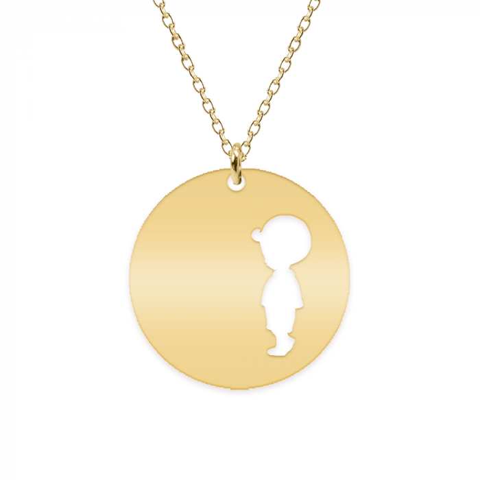 Colier cu nume si silueta de baietel - argint 925 placat cu aur 24K [2]