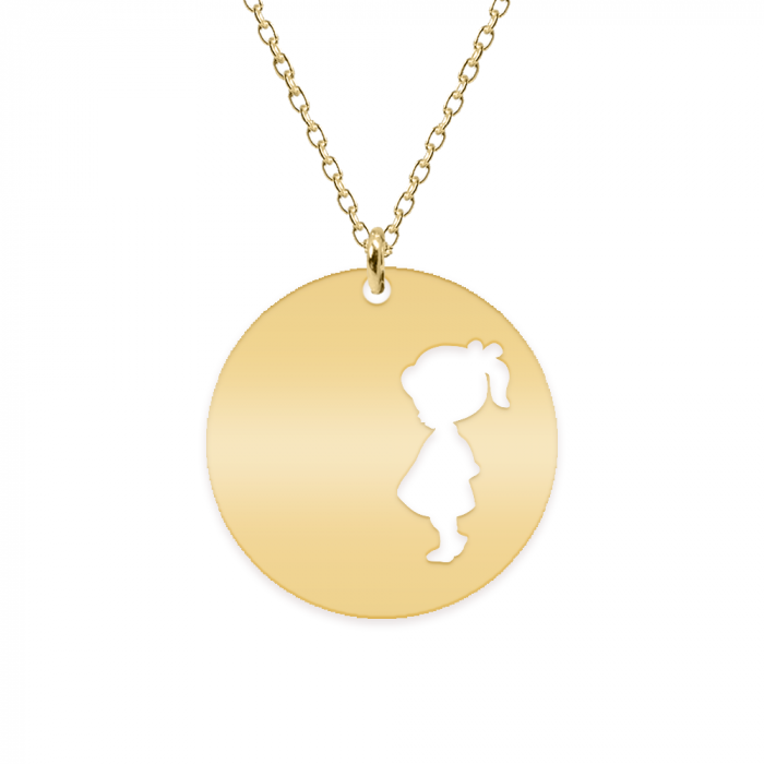 Colier cu nume si silueta de fetita - argint 925 placat cu aur 24K [2]