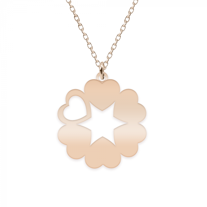 Lantisor de familie cu inimioare personalizate - argint 925 placat cu aur roz [2]