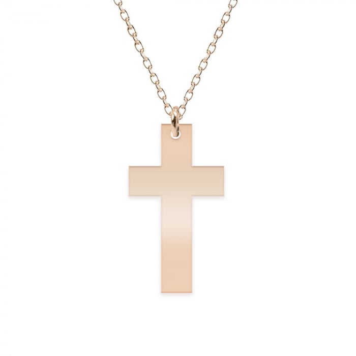 Faith - Colier argint 925 placat cu aur Roz personalizat cu text - cruce [2]