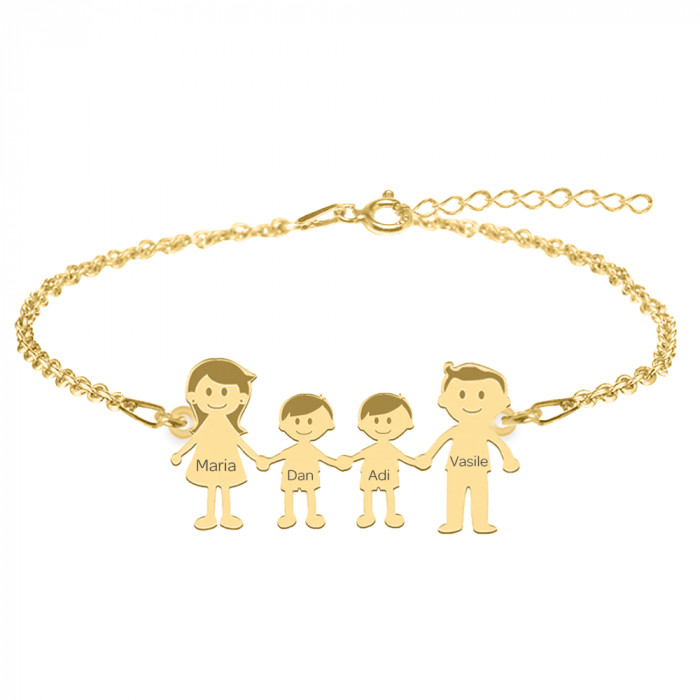 Family - Bratara personalizata din argint 925 placat cu aur galben 24K membrii familiei [4]