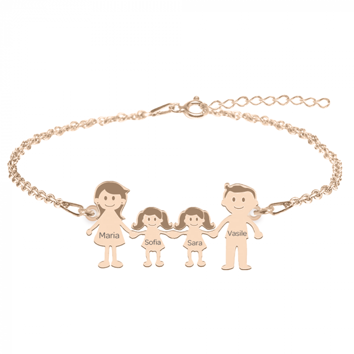 Family - Bratara personalizata din argint 925 placat cu aur roz membrii familiei [2]