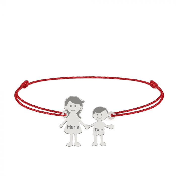 Family - Bratara personalizata mama si copilul cu snur si argint 925 [4]