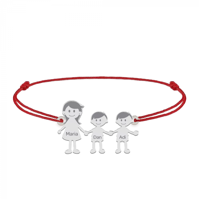Family - Bratara personalizata mama si copilul cu snur si argint 925 [2]